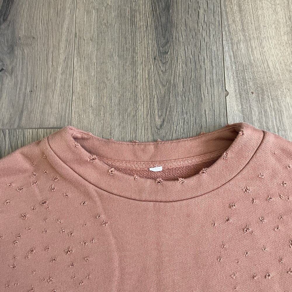 ALO Yoga Fierce Distressed Crewneck Cropped Pullover Sweatshirt Size XS Small * - Picture 4 of 10